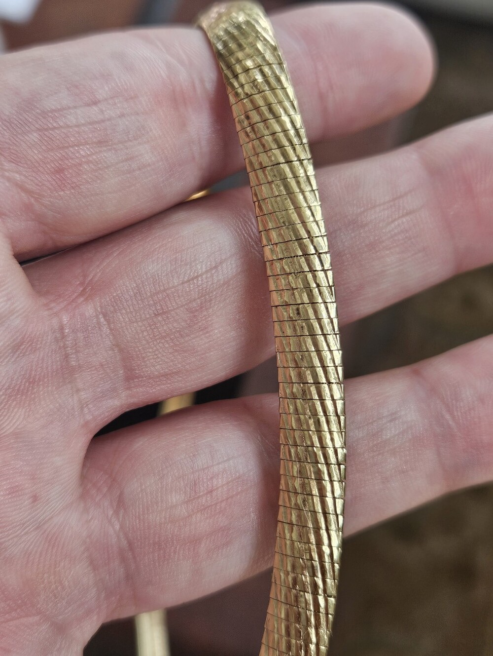 Vintage Gold 925 Sterling Silver Textured Omega Necklace 19"